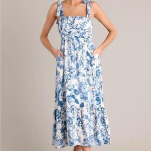 Red Dress Boutique Floral Maxi Dress in Blue and White